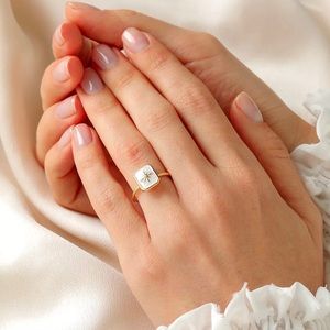 Beautiful 2 Piece Stainless Steel Gold Bamboo Design Necklace And Star Ring Set